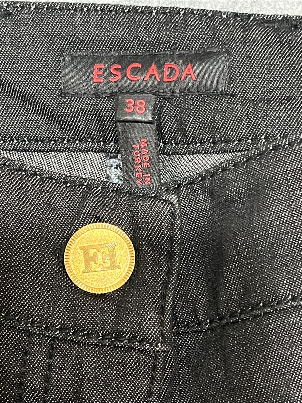 Escada Black Skinny Jeans with Gold Zip Accents - Picture 4 of 5